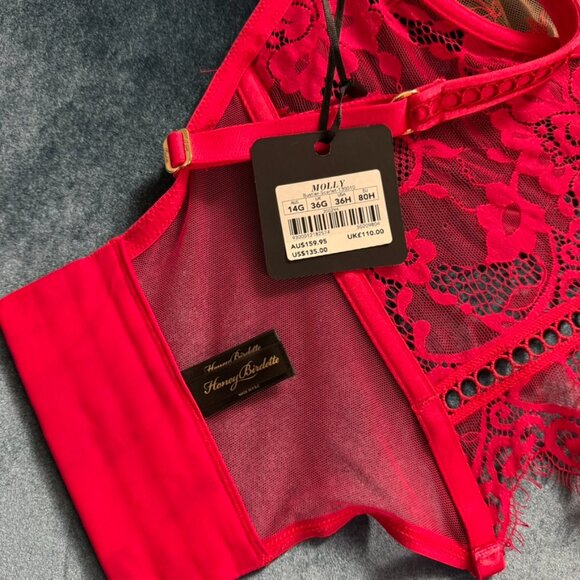 NWT Honey Birdette Molly Red Lace Bustier Size 36G / 36H (14G / 80H) - Picture 7 of 8